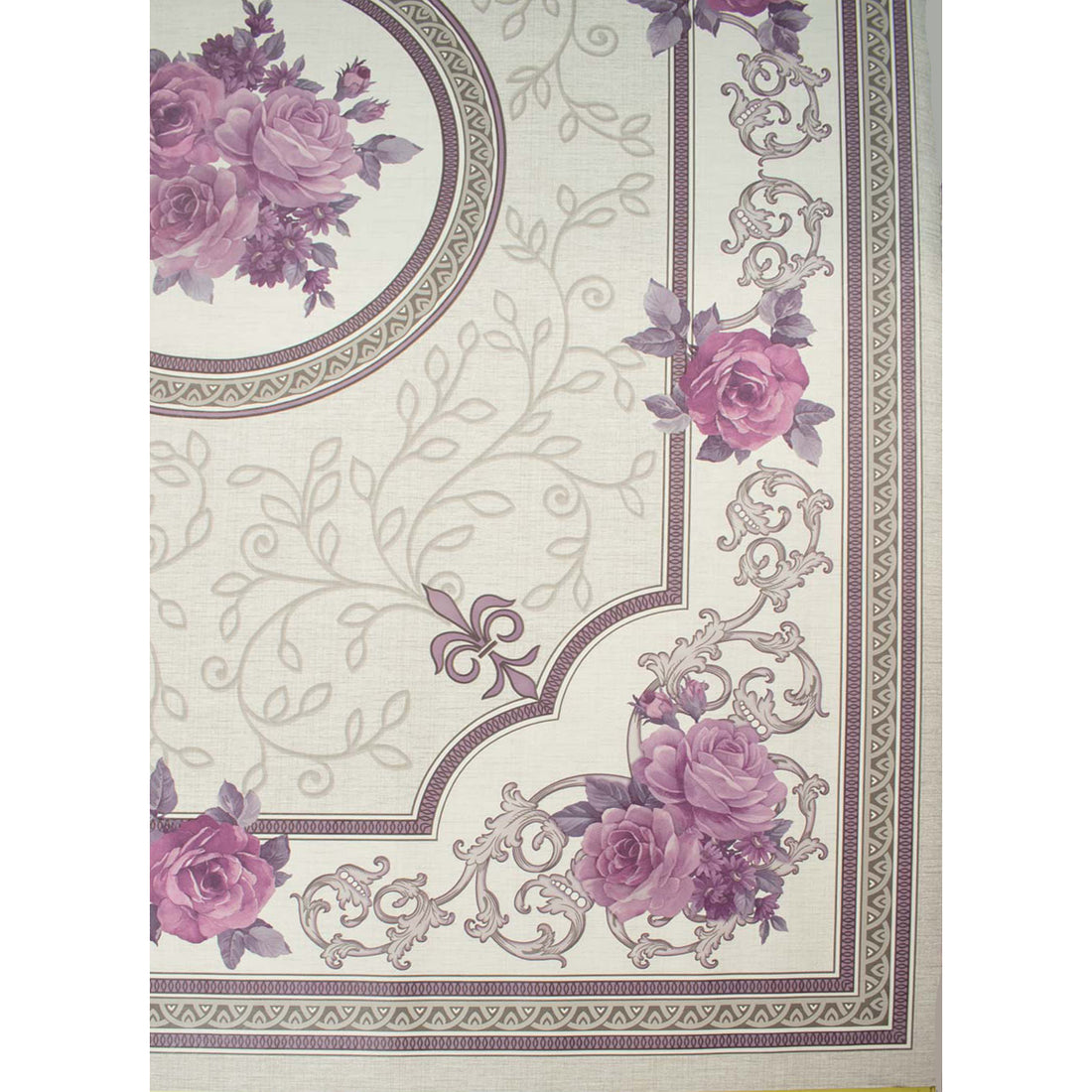 Purple Silver Rose & Vines Plastic Tablecloth Fabric 150X120 cm Panel