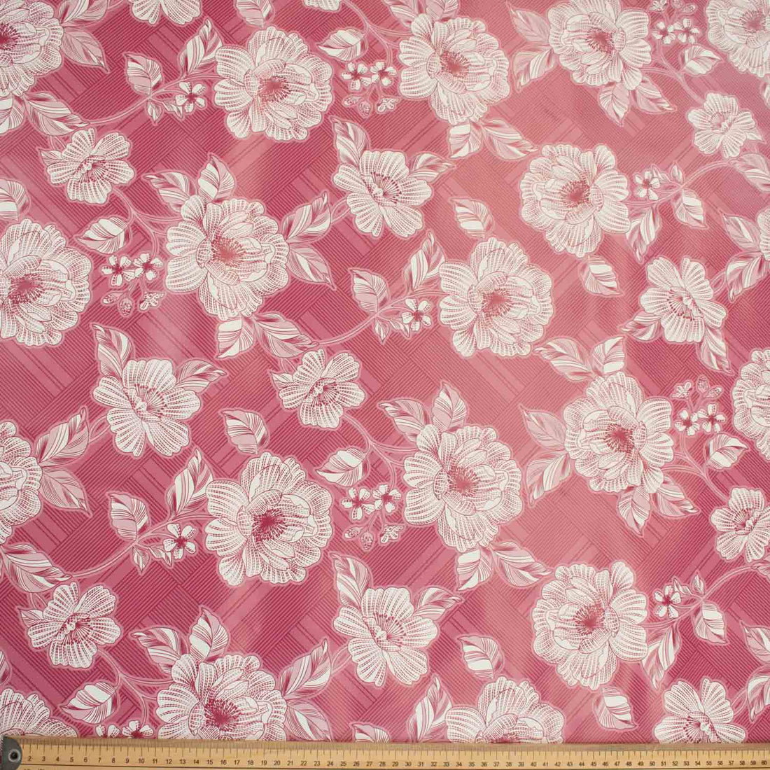 Pink Sketch Flowers Plastic Tablecloth Fabric
