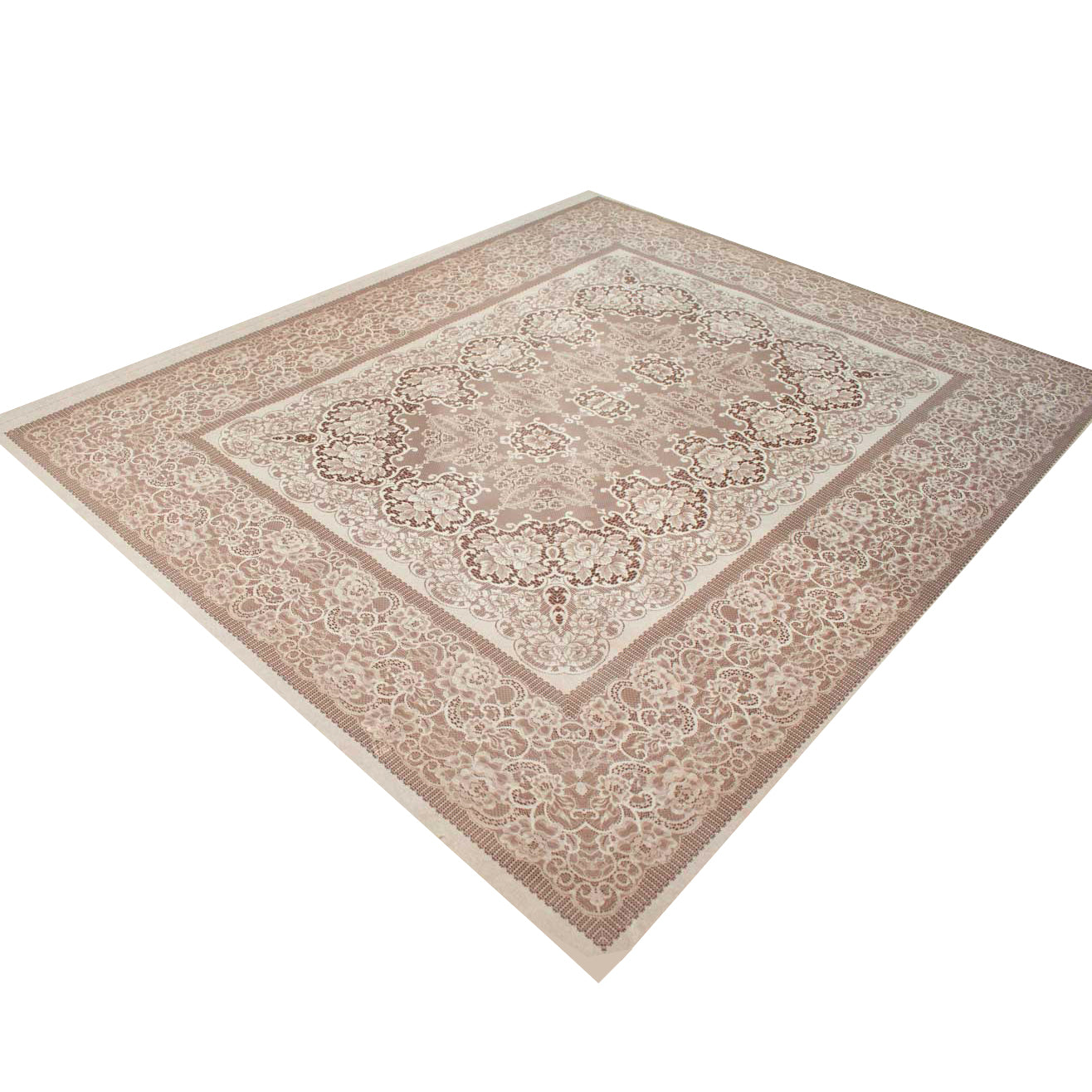 Brown Lace Plastic Tablecloth Fabric 150X120 cm Panel