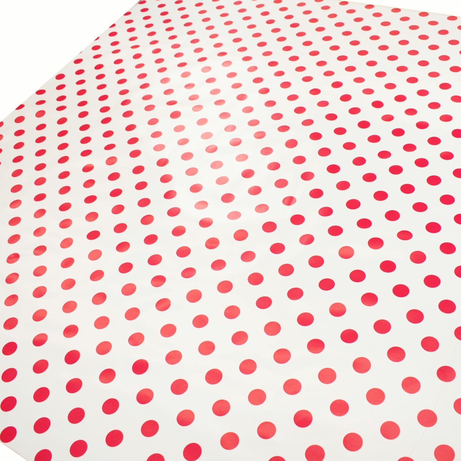 Red Dots on White Plastic Tablecloth Fabric