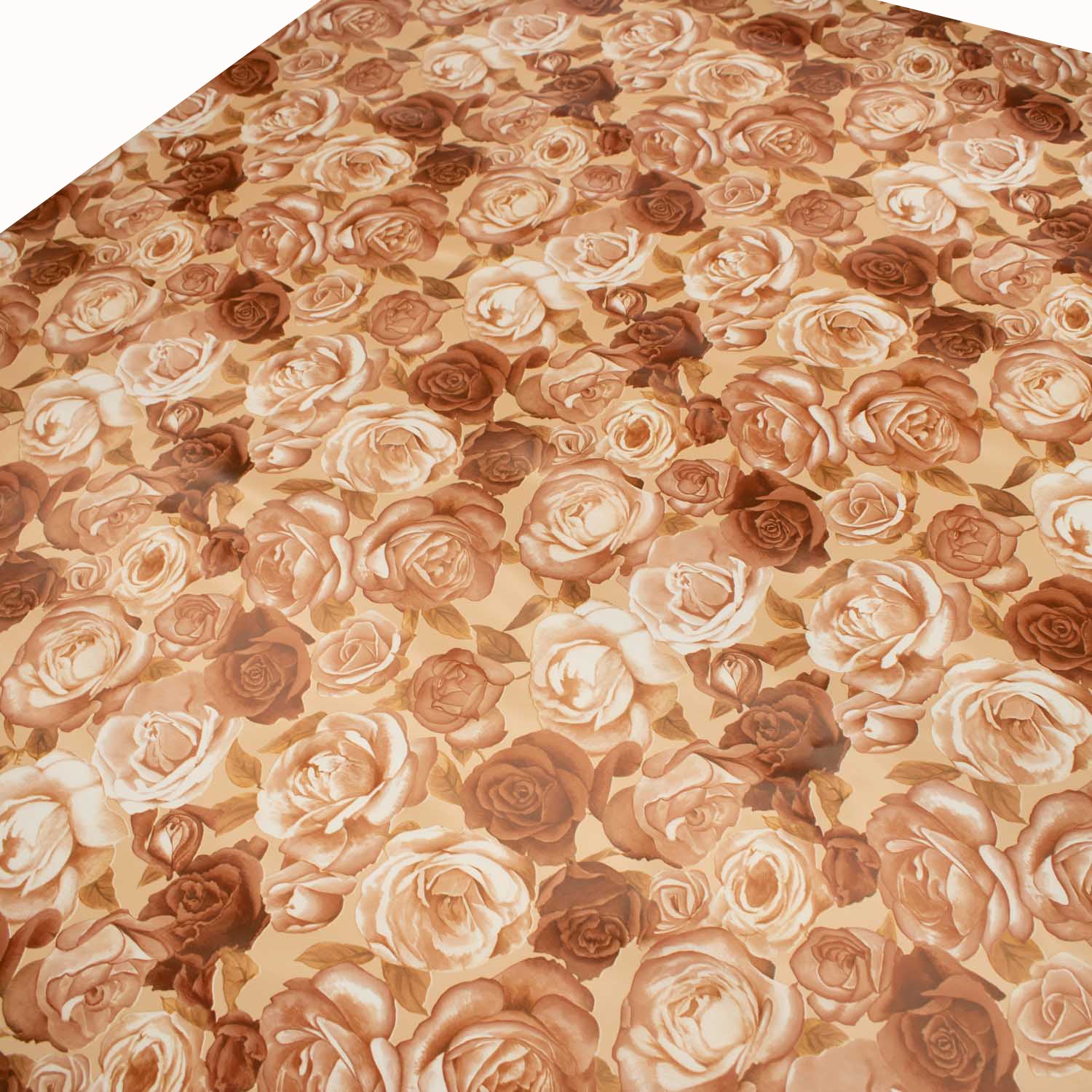 Brown Roses Plastic Tablecloth Fabric