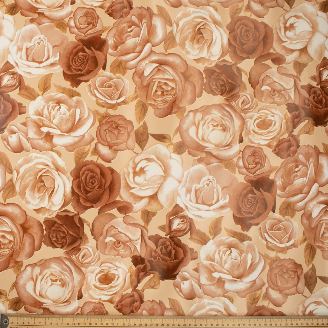 Brown Roses Plastic Tablecloth Fabric