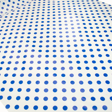 Blue Dots on White Plastic Tablecloth Fabric