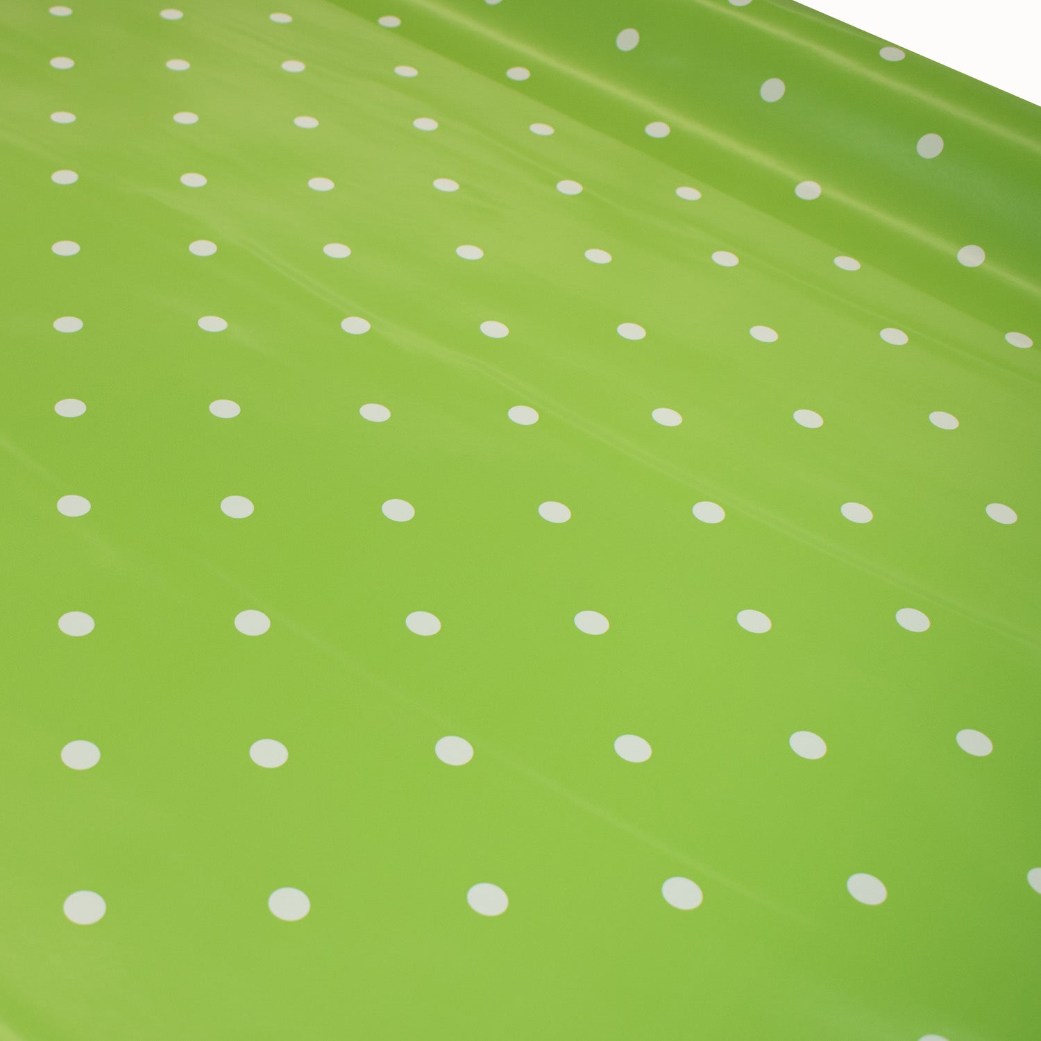 White Dots on Green Plastic Tablecloth Fabric