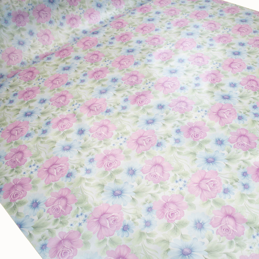 Lilac & Blue Flowers Plastic Tablecloth Fabric