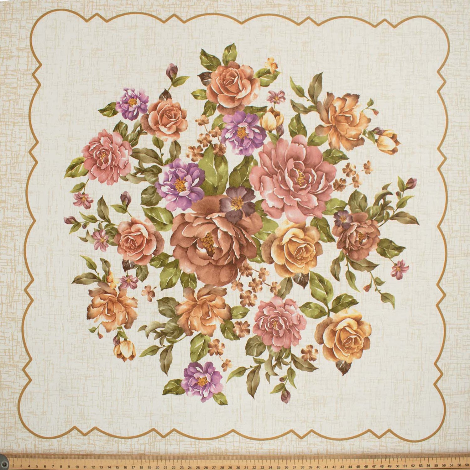 Brown & Pink Flower Square Plastic Tablecloth Fabric 140X140 cm Panel