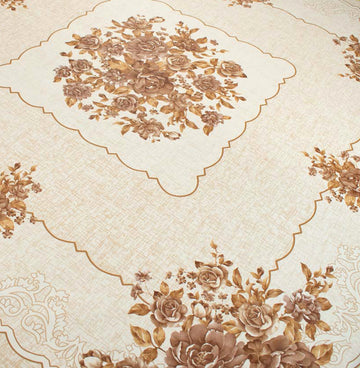 Brown Flower Square Plastic Tablecloth Fabric 140X140 cm Panel