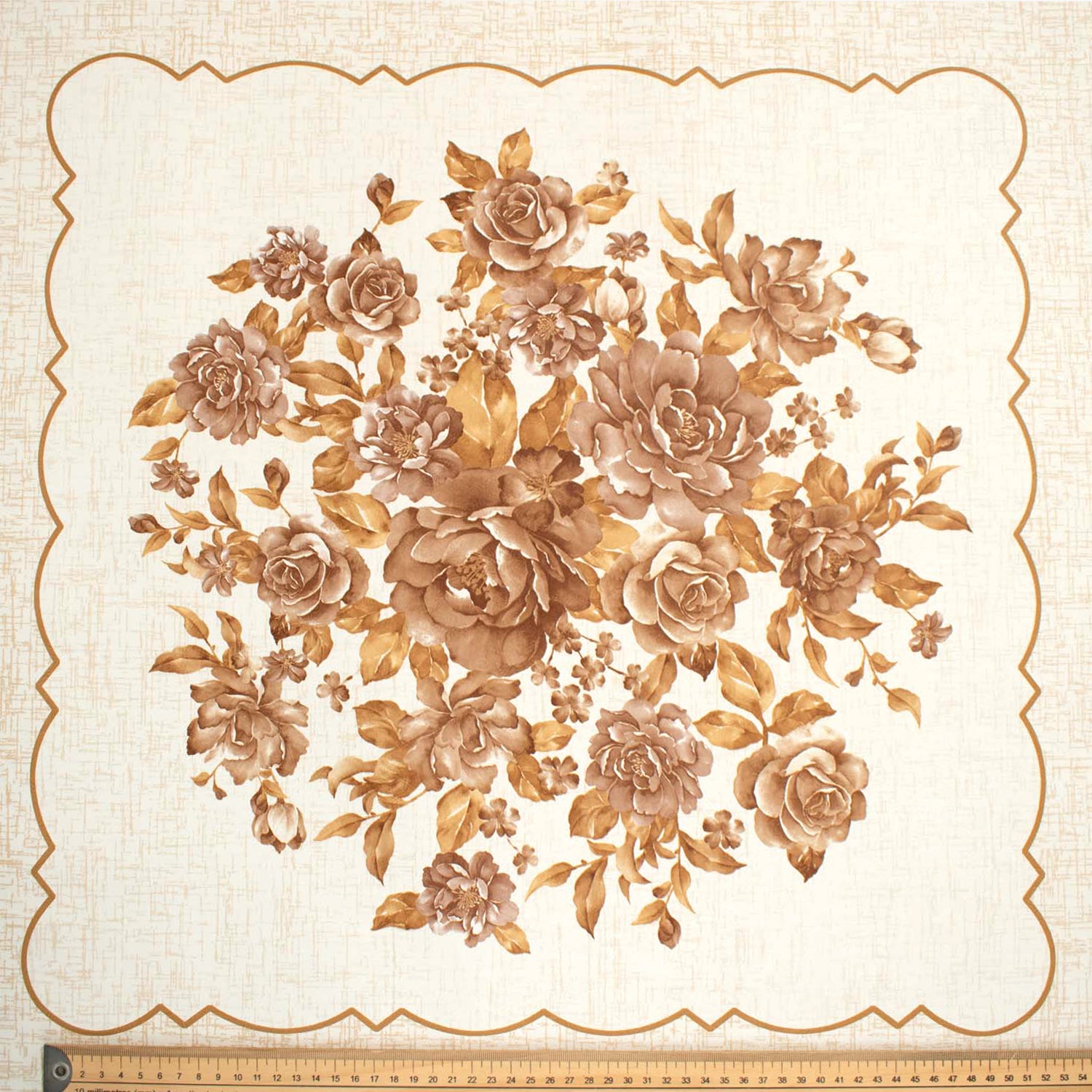 Brown Flower Square Plastic Tablecloth Fabric 140X140 cm Panel