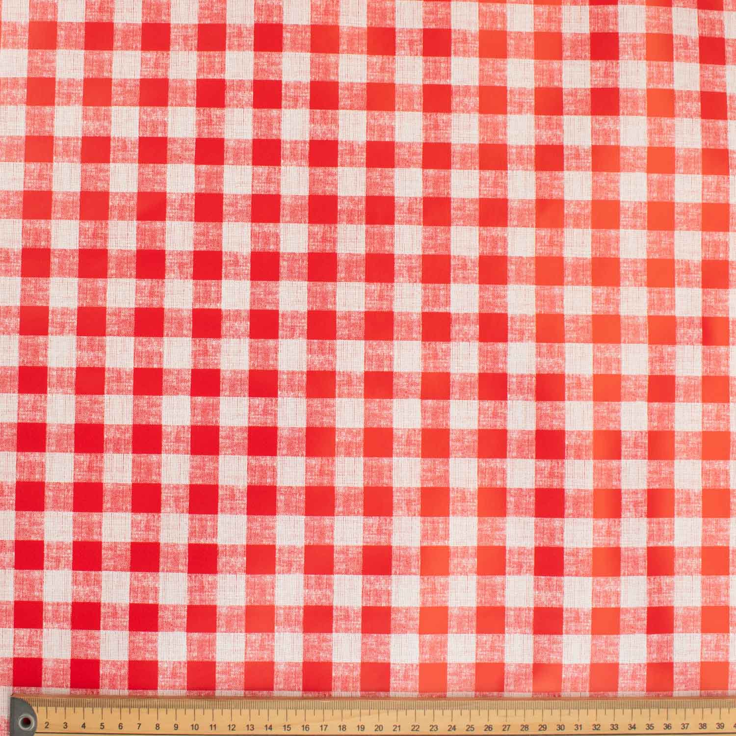 Red & White Gingham Checks Plastic Tablecloth Fabric