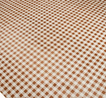 Brown & White Checks Plastic Tablecloth Fabric