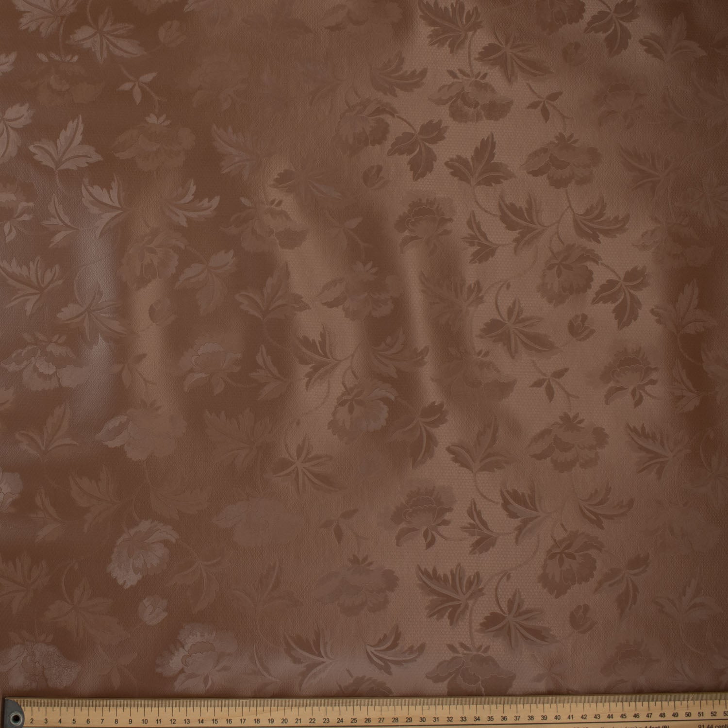 Brown Vines Tone on Tone Plastic Tablecloth Fabric