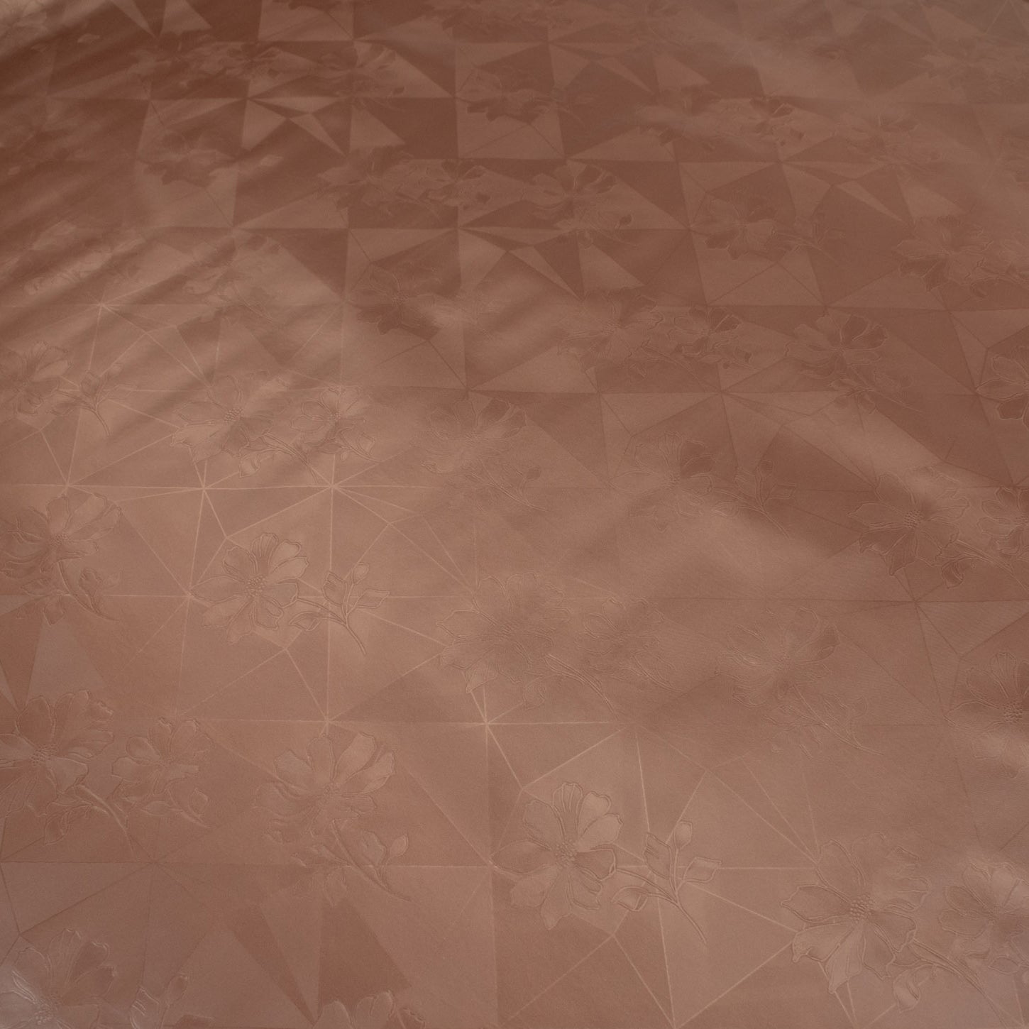 Brown Diamond & Flower Plastic Tablecloth Fabric