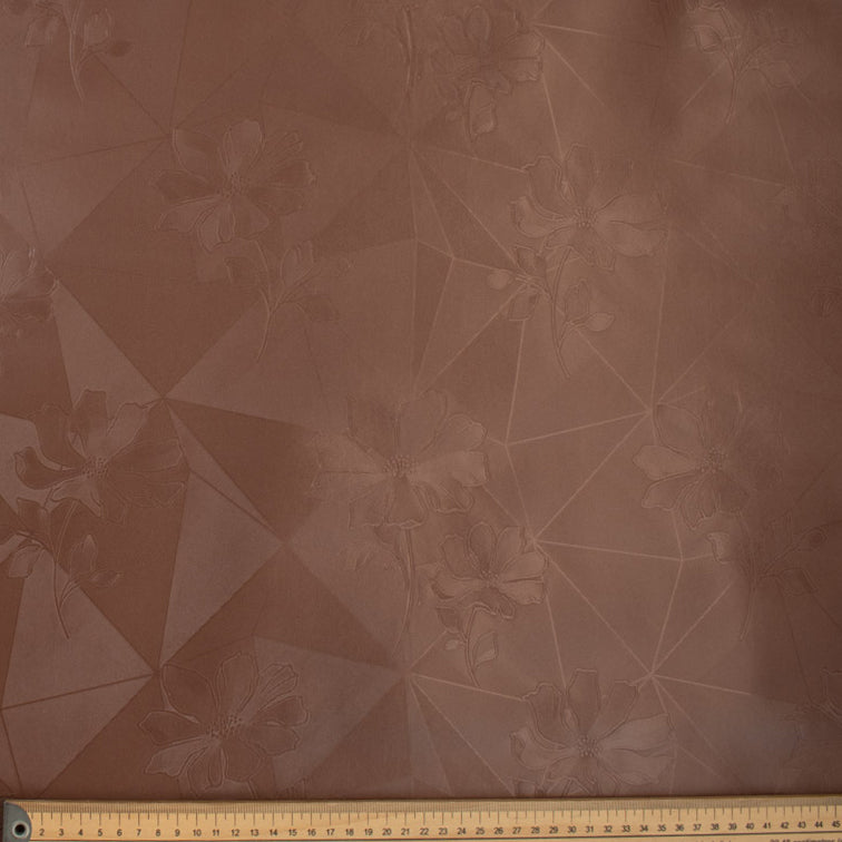 Brown Diamond & Flower Plastic Tablecloth Fabric