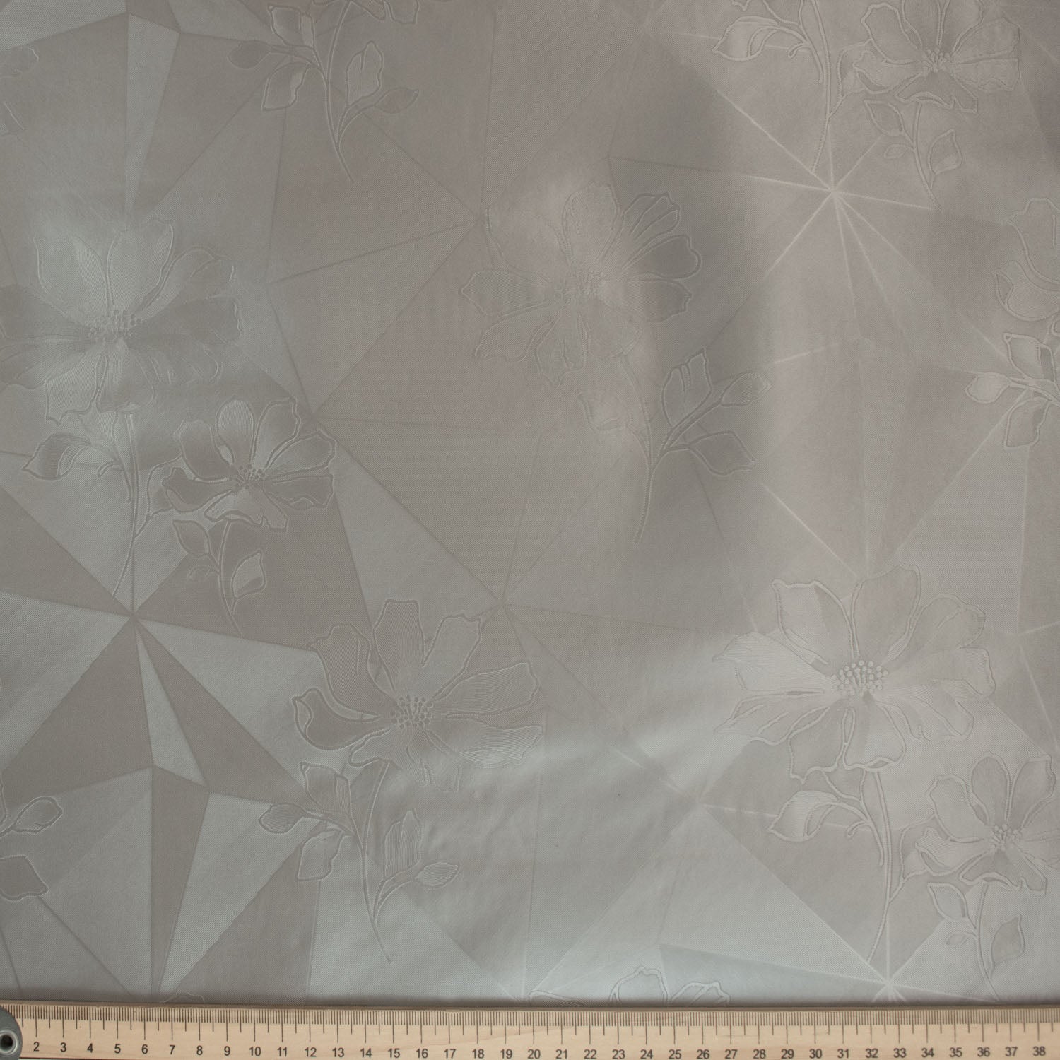 Silver Diamond & Flower Plastic Tablecloth Fabric