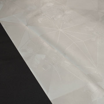 Silver Diamond & Flower Plastic Tablecloth Fabric