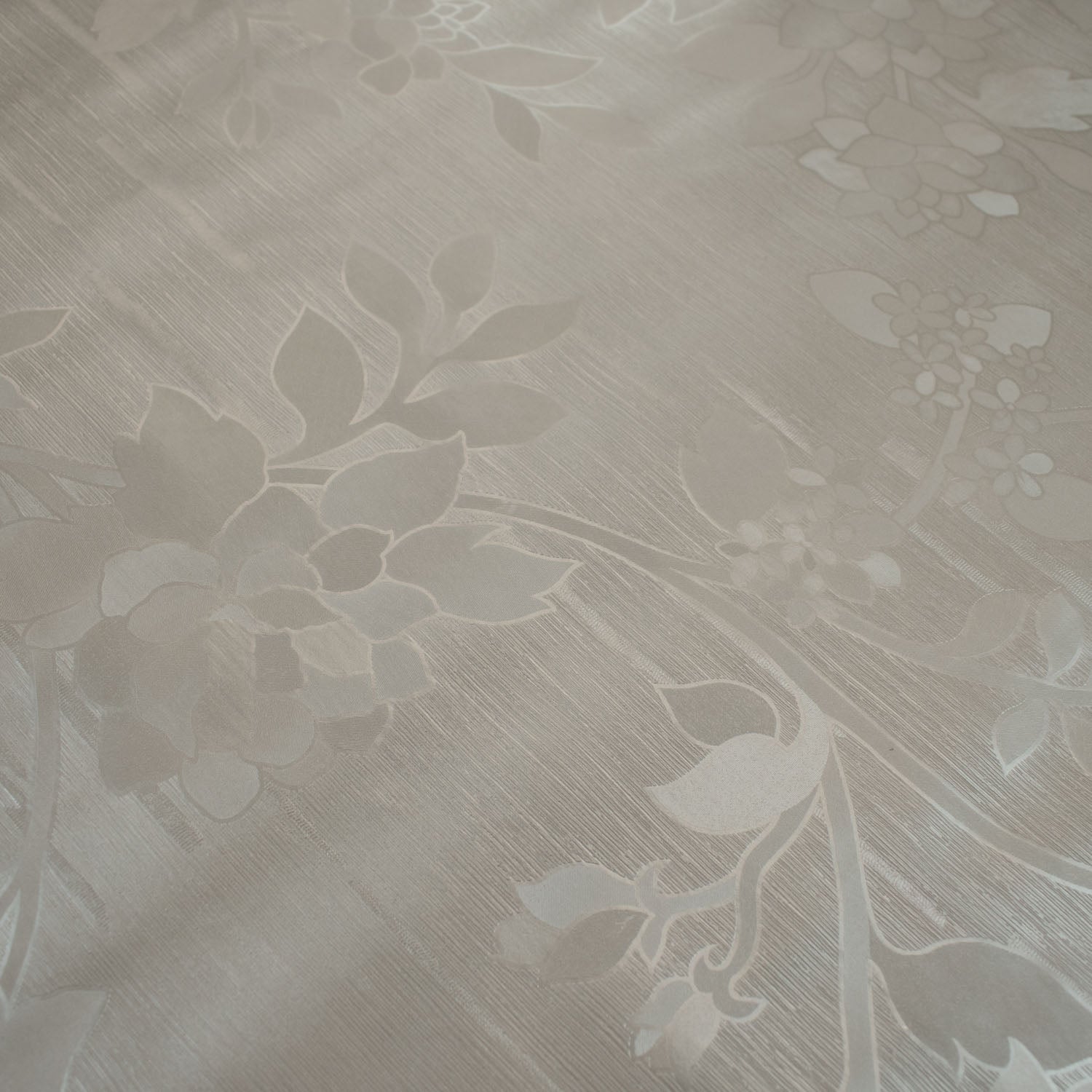 Grey Floral Vines Plastic Tablecloth Fabric