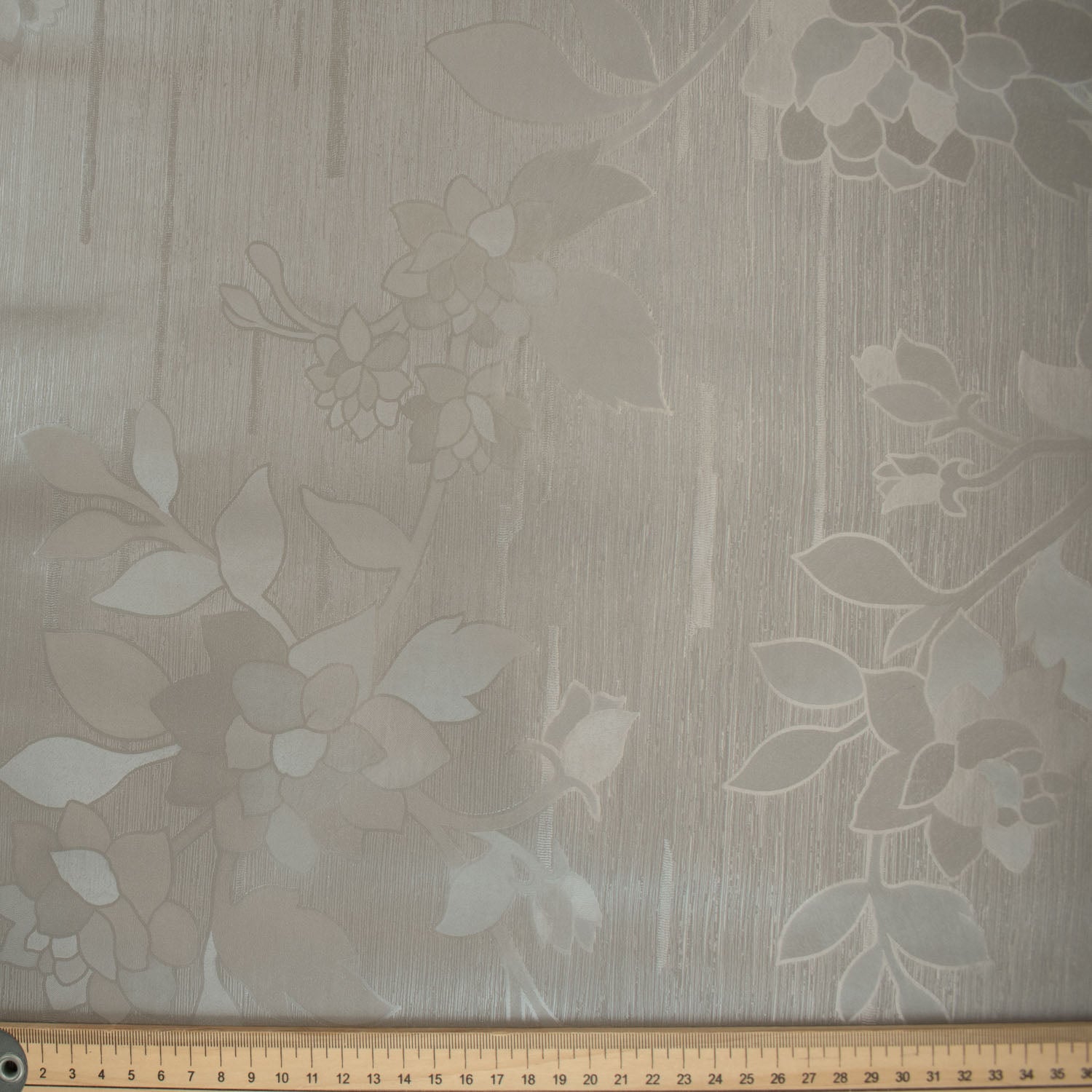 Grey Floral Vines Plastic Tablecloth Fabric