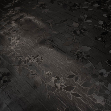 Black Floral Vines Plastic Tablecloth Fabric