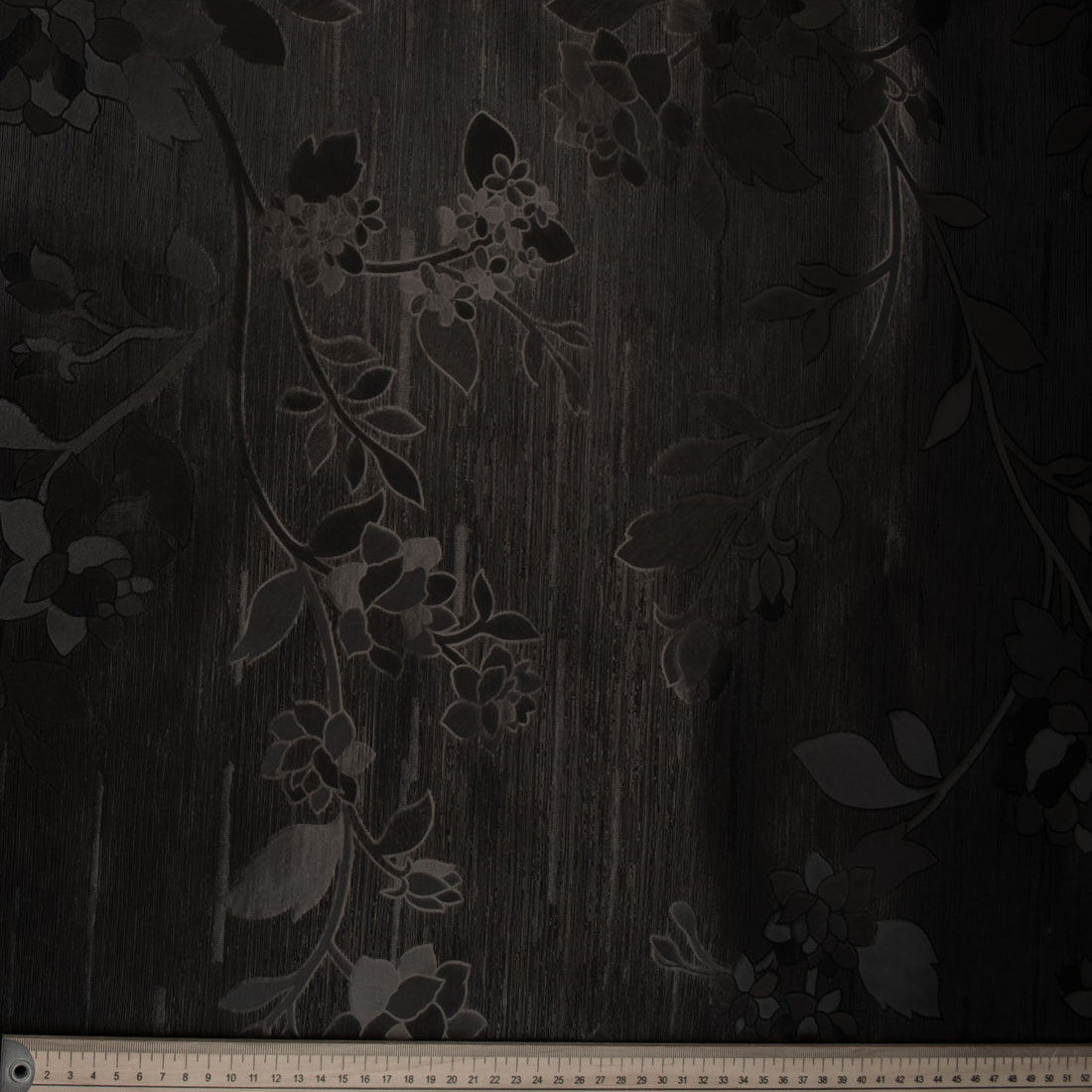 Black Floral Vines Plastic Tablecloth Fabric