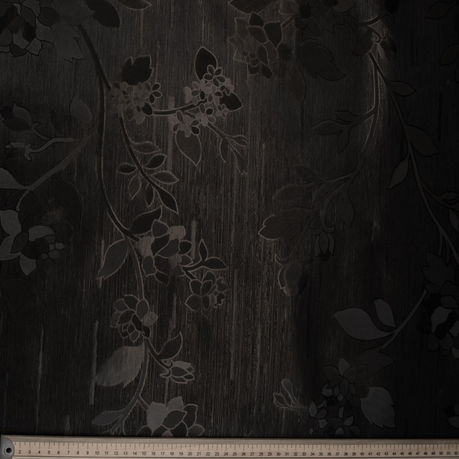 Black Floral Vines Plastic Tablecloth Fabric