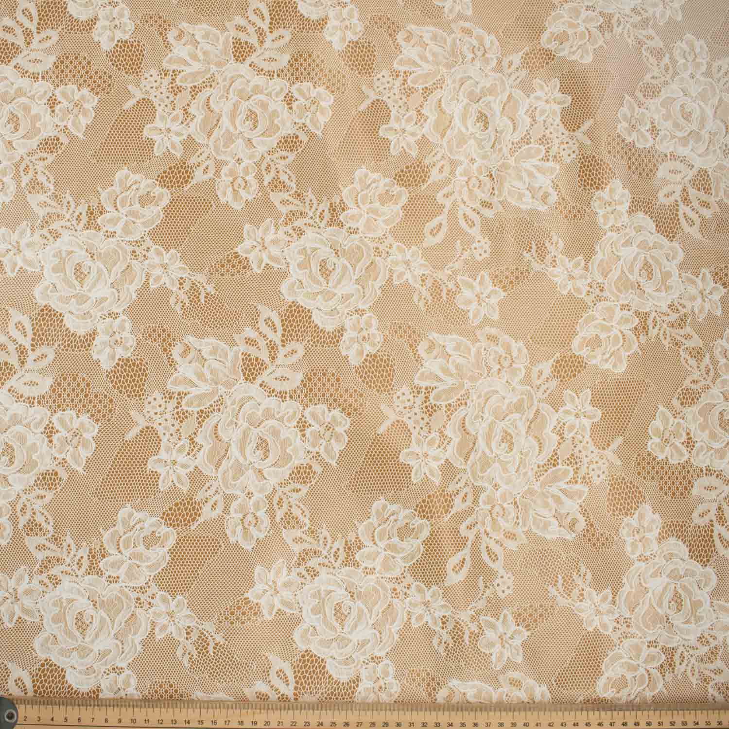 Beige Laces Plastic Tablecloth Fabric