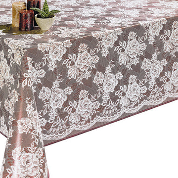 Maroon Laces Plastic Tablecloth Fabric