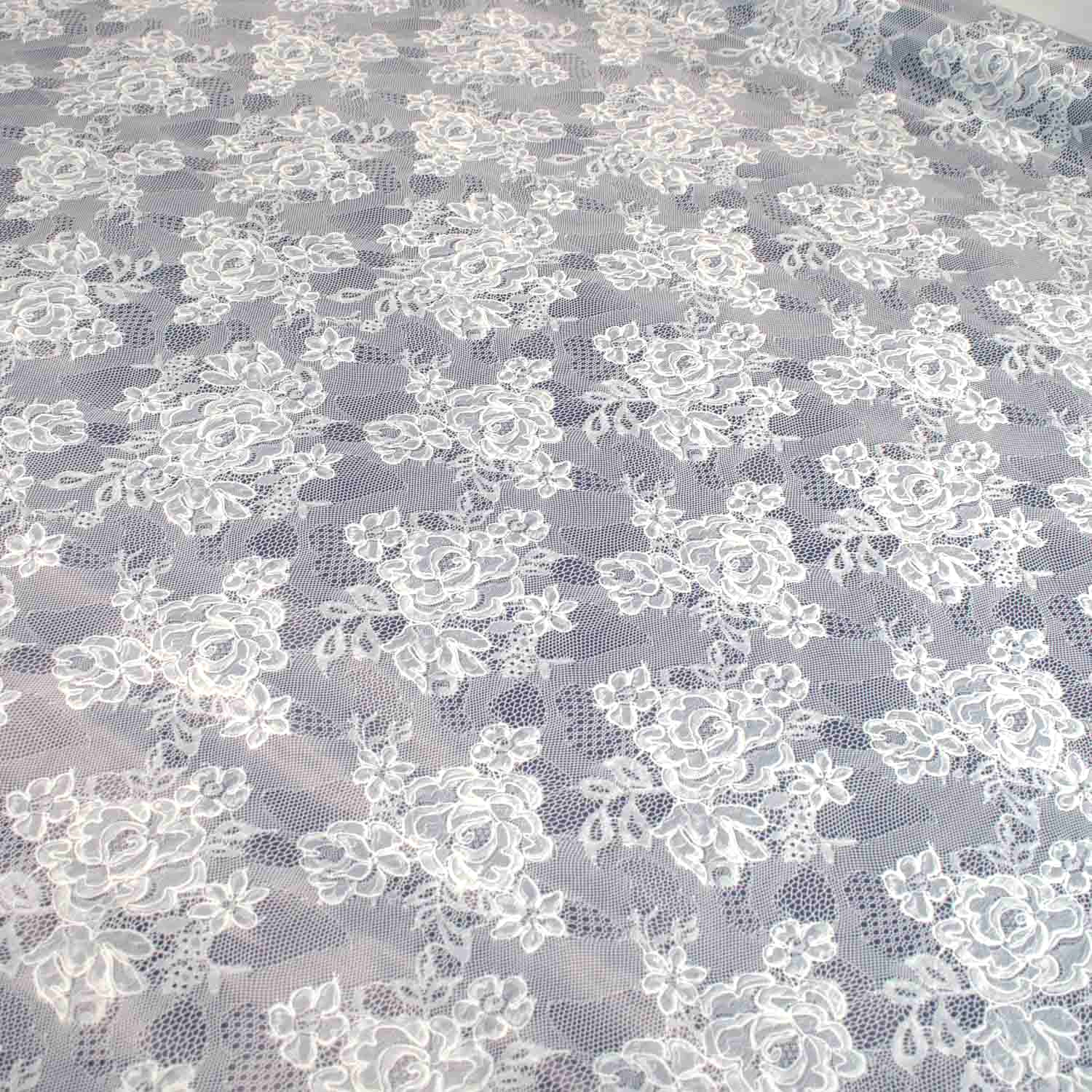 Navy Laces Plastic Tablecloth Fabric