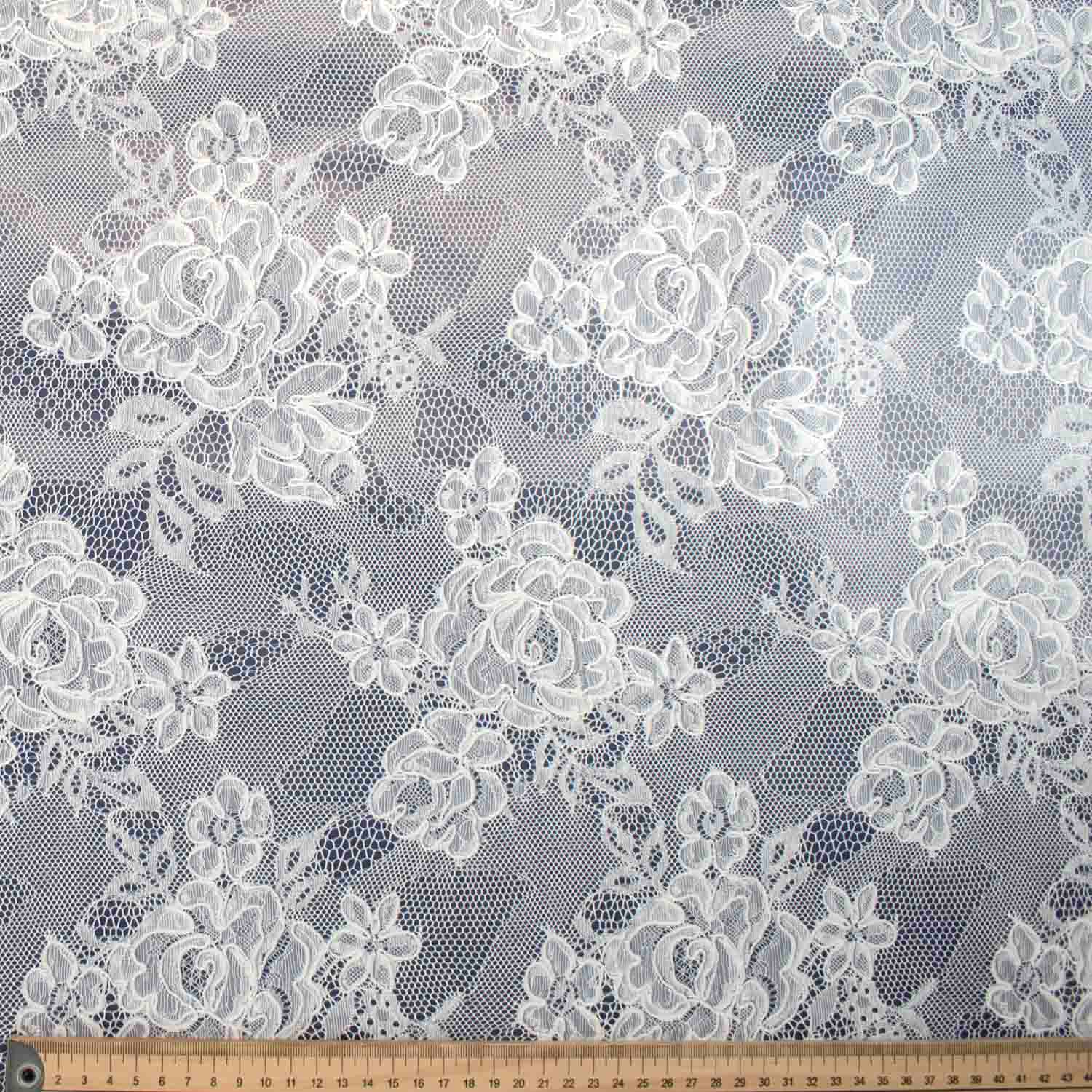 Navy Laces Plastic Tablecloth Fabric