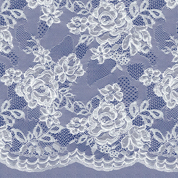 Navy Laces Plastic Tablecloth Fabric