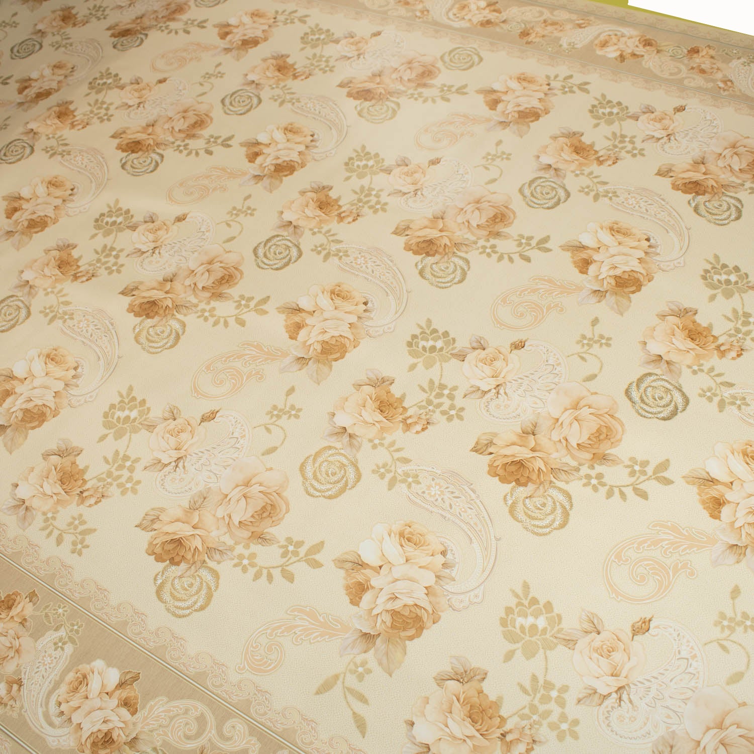 Ivory Rose & Paisley Plastic Tablecloth Fabric