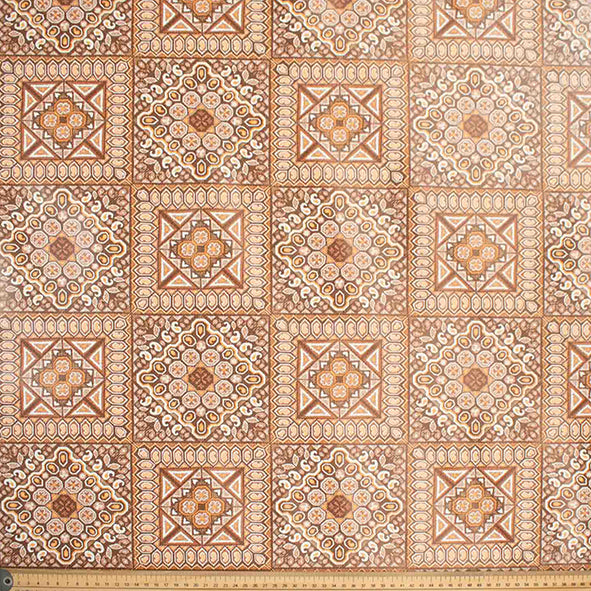 Brown Vintage Checks Plastic Tablecloth Fabric