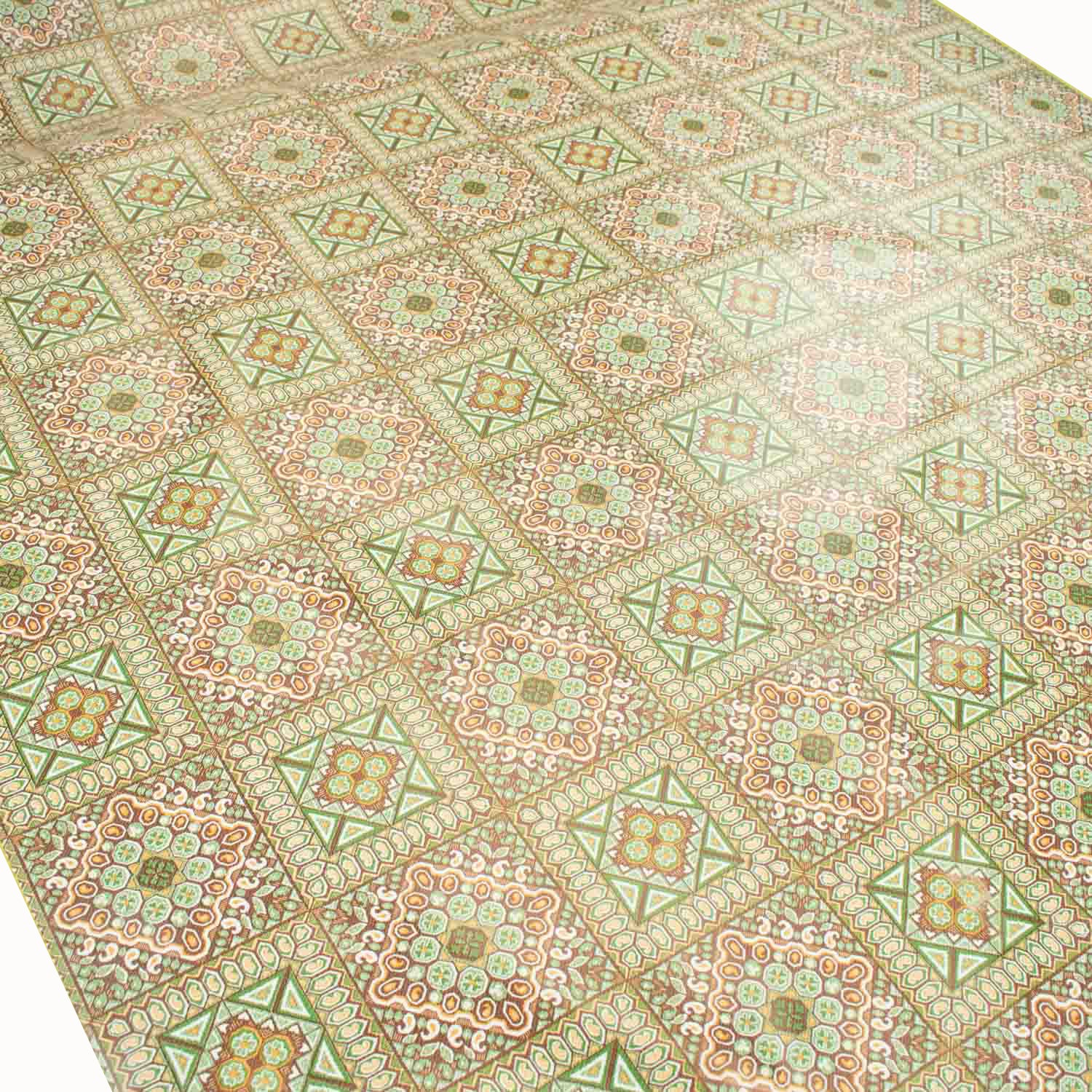 Green Vintage Checks Plastic Tablecloth Fabric