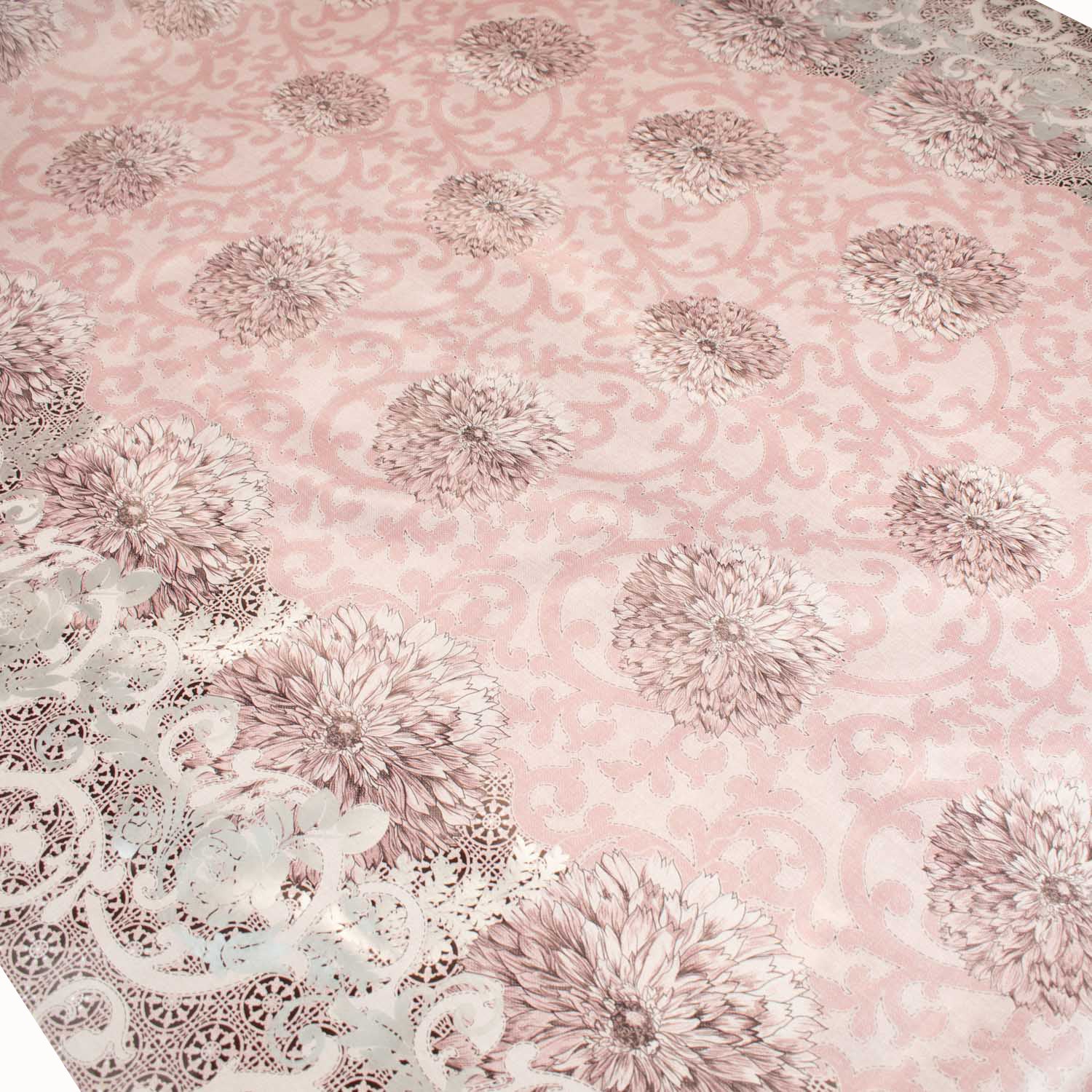 Baby Pink Flower Vines Plastic Tablecloth Fabric