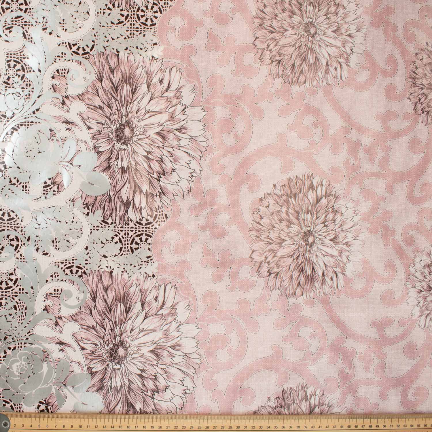 Baby Pink Flower Vines Plastic Tablecloth Fabric