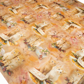 Cats & Flowers Plastic Tablecloth Fabric