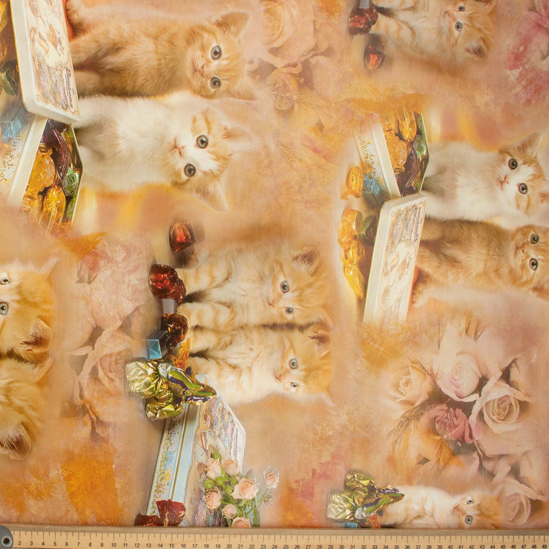 Cats & Flowers Plastic Tablecloth Fabric