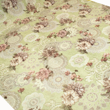 Vintage Mint Flower Plastic Tablecloth Fabric
