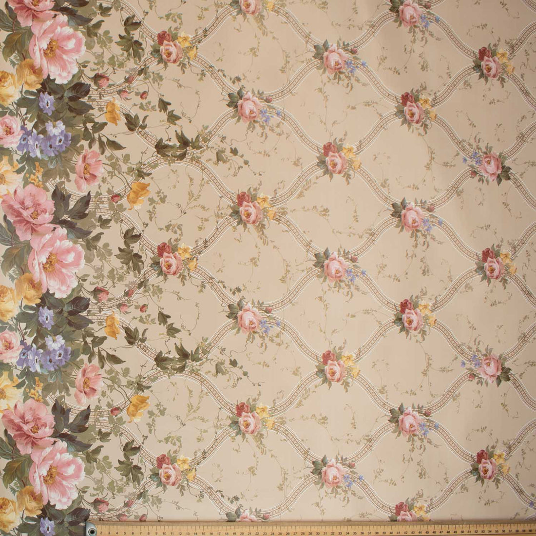 Flower Vines on Brown Plastic Tablecloth Fabric