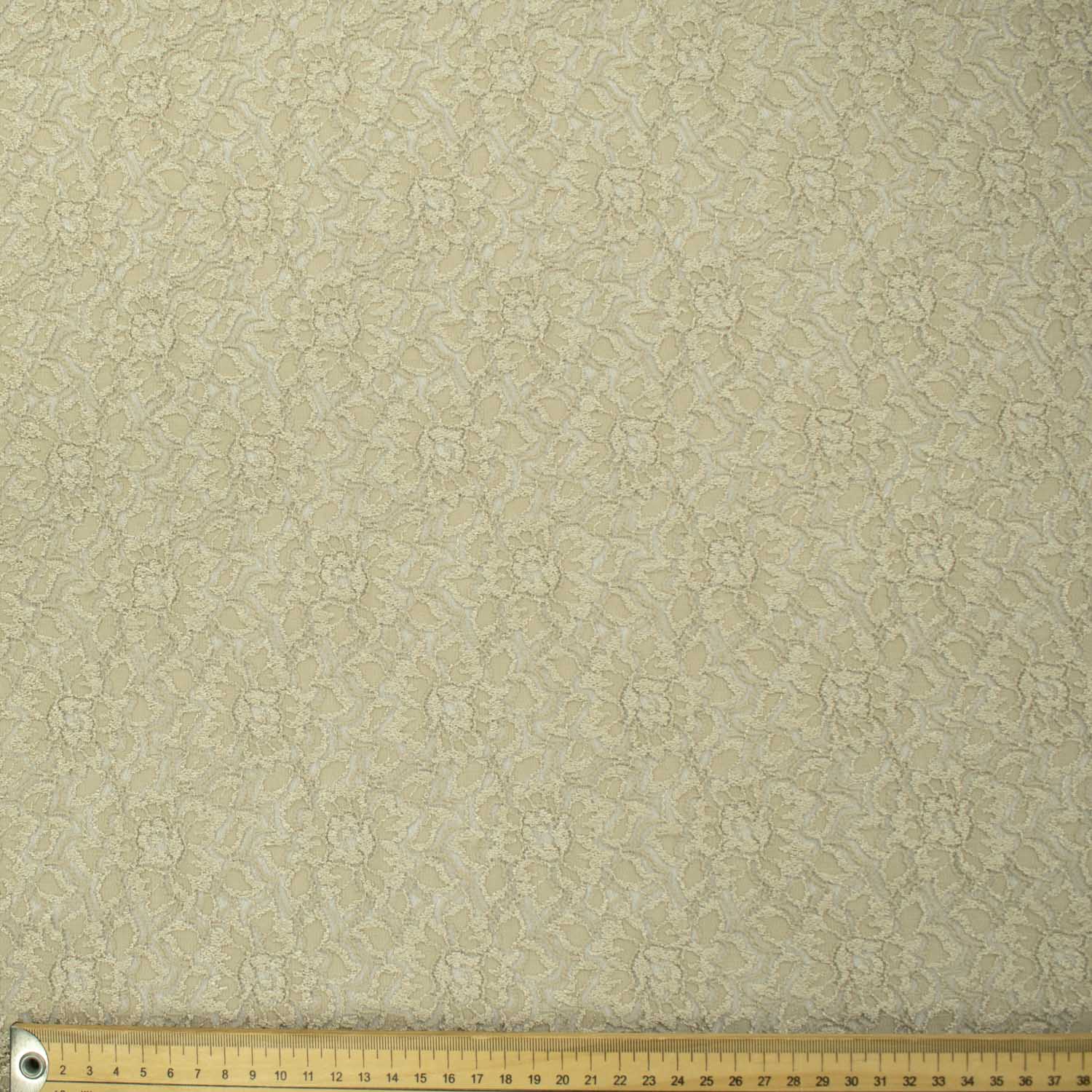 Flocked Floral Embroidered Lace Khaki