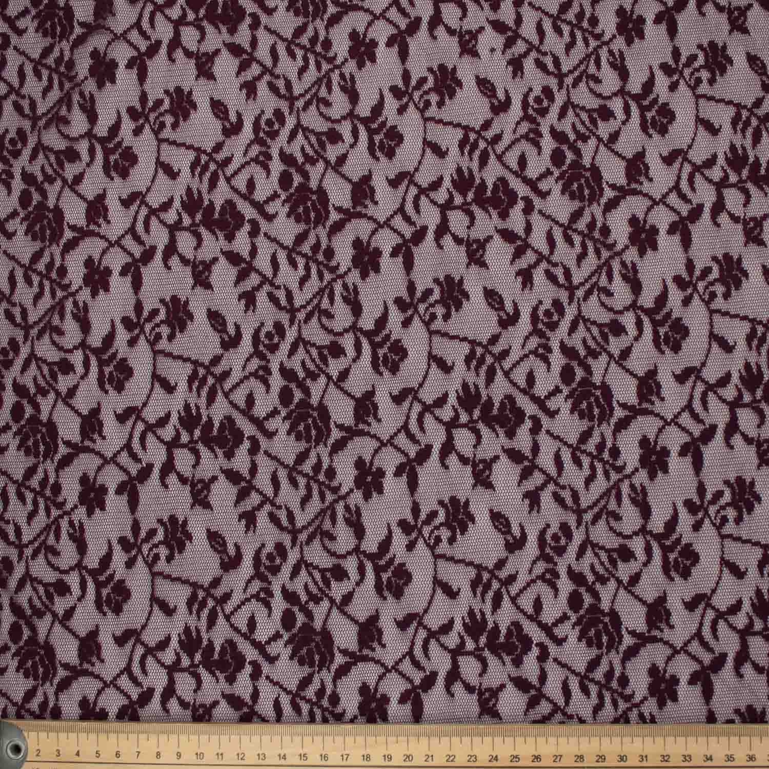 Flocked Floral Vines Lace Mesh