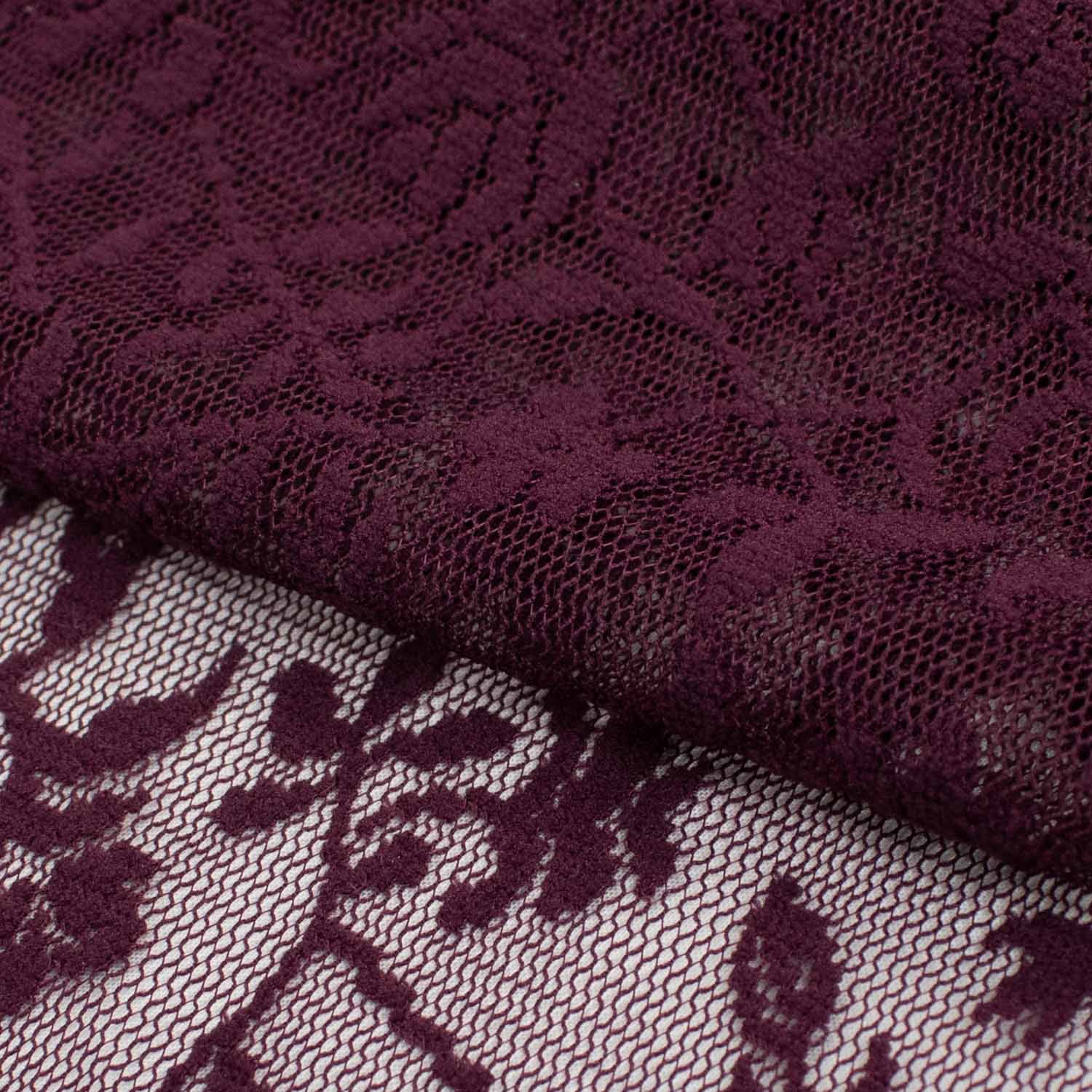 Flocked Floral Vines Lace Mesh