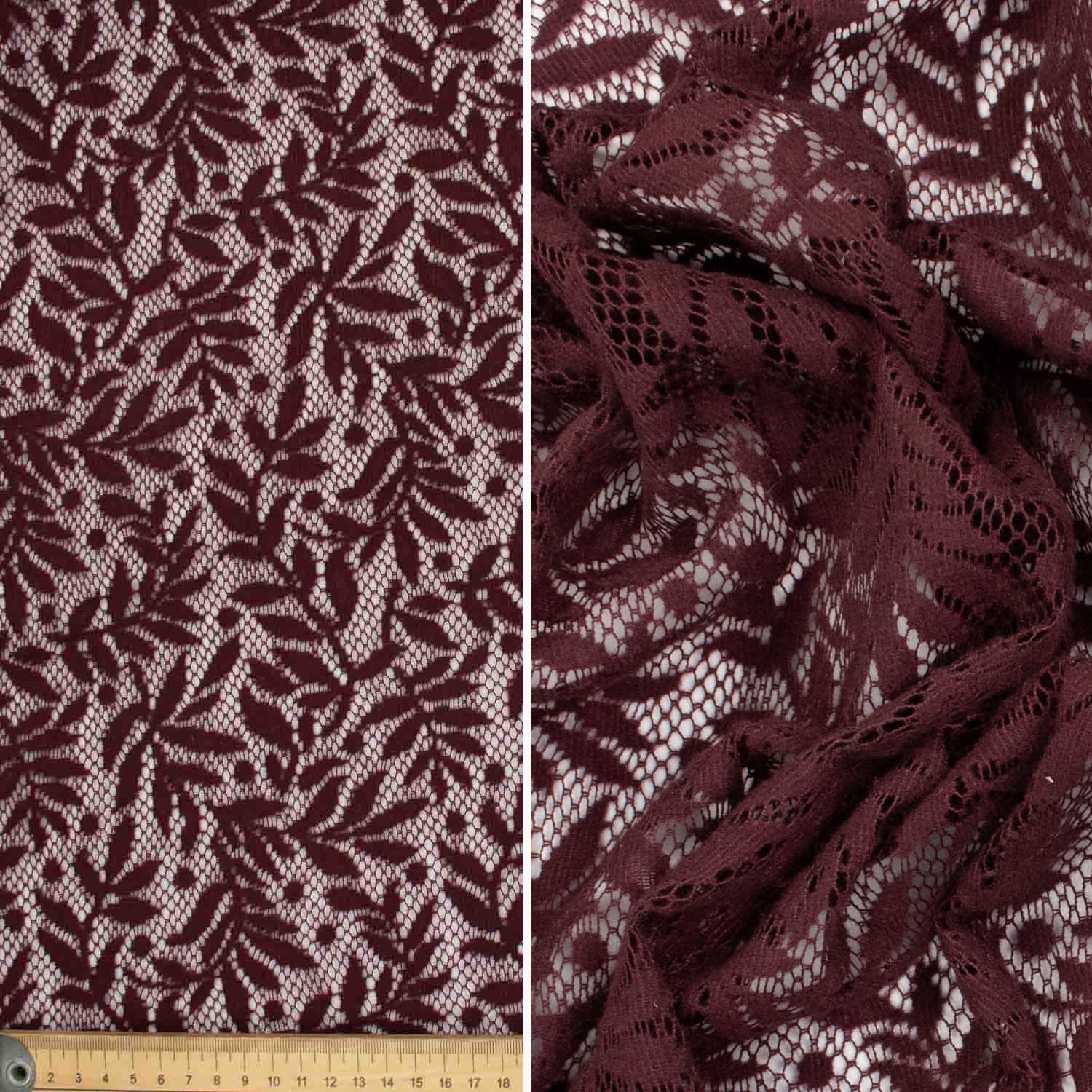 Flocked Floral Vines Lace Mesh