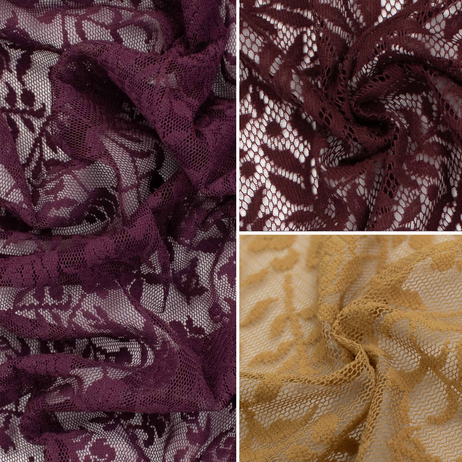 Flocked Floral Vines Lace Mesh