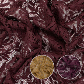 Flocked Floral Vines Lace Mesh