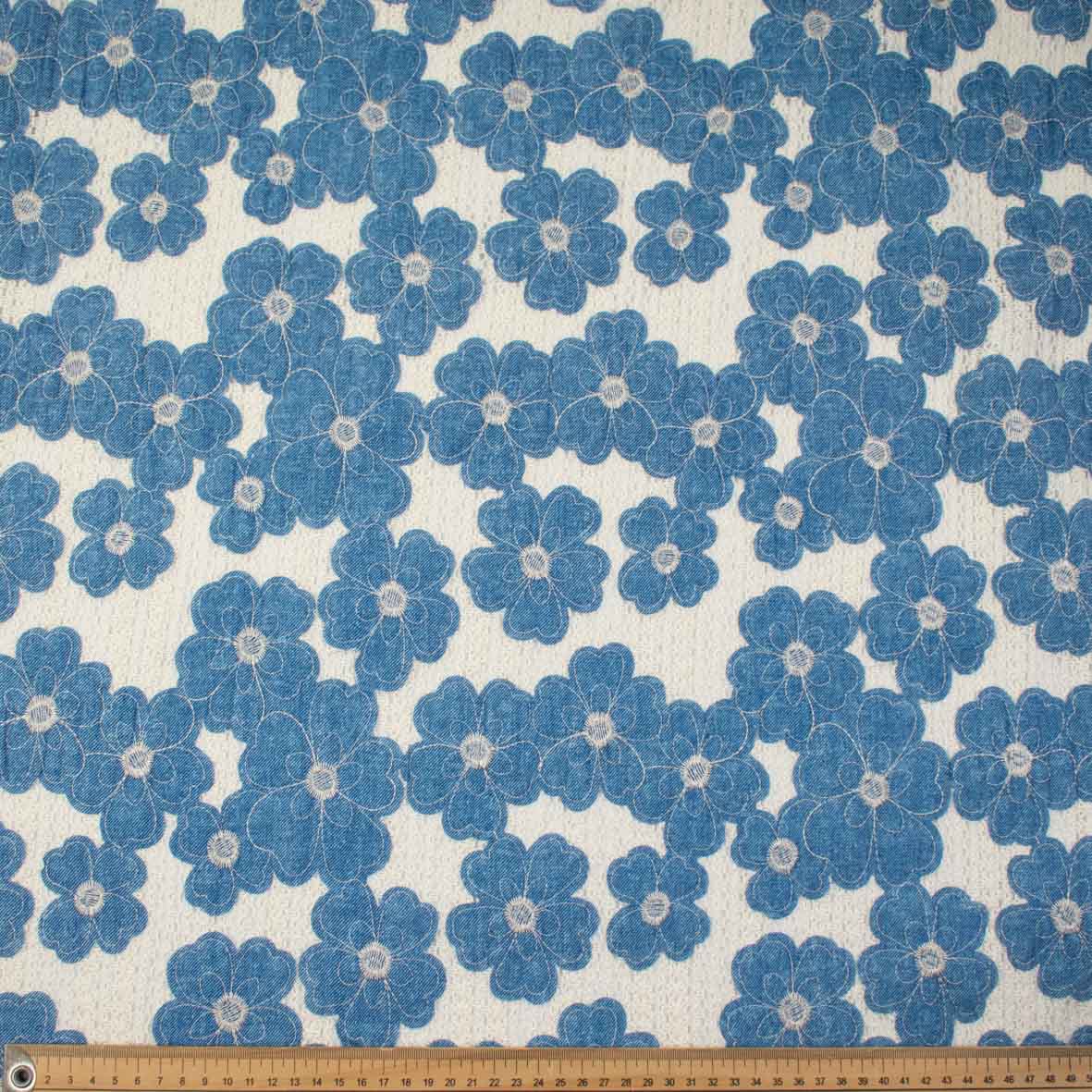 Floral Denim Appliqué Crochet Lace