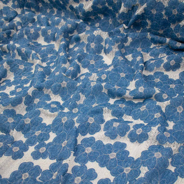 Floral Denim Appliqué Crochet Lace