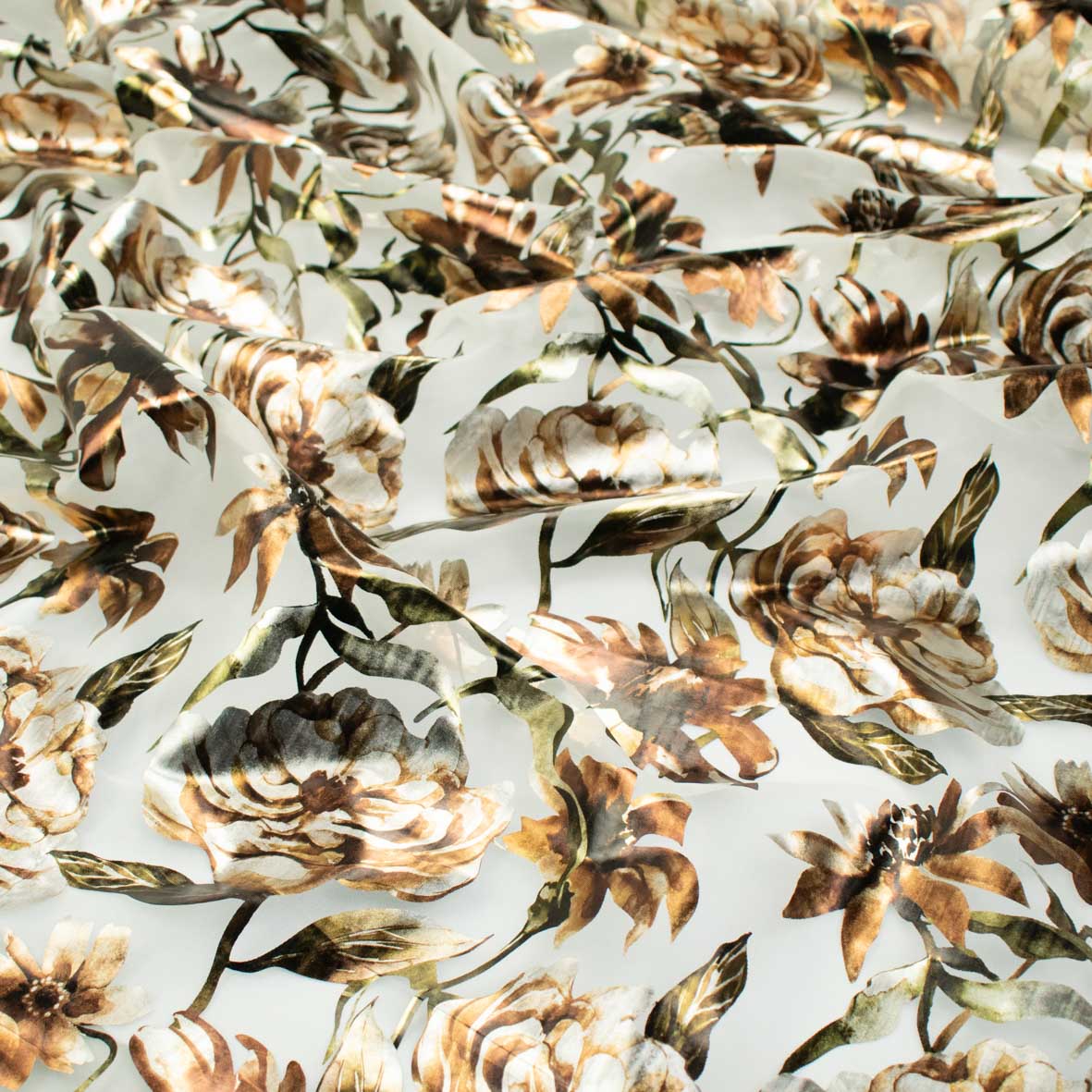 Floral Metallic Foil Printed Organza