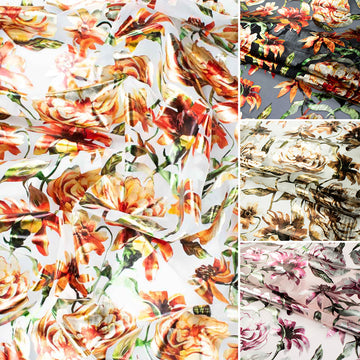 Floral Metallic Foil Printed Organza