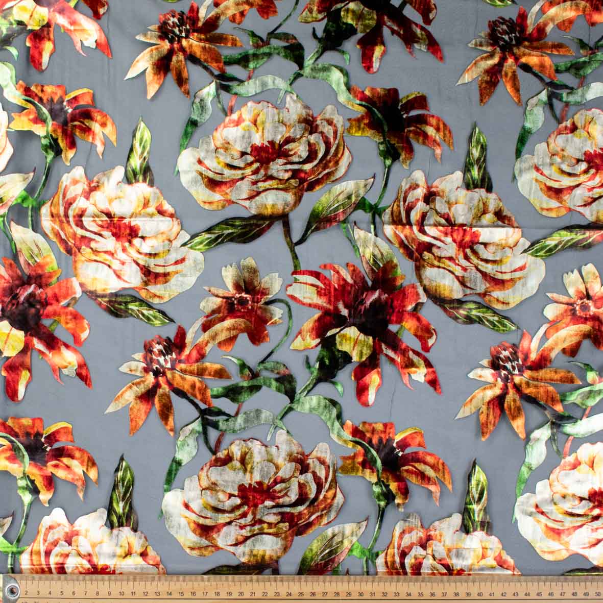 Floral Metallic Foil Printed Organza