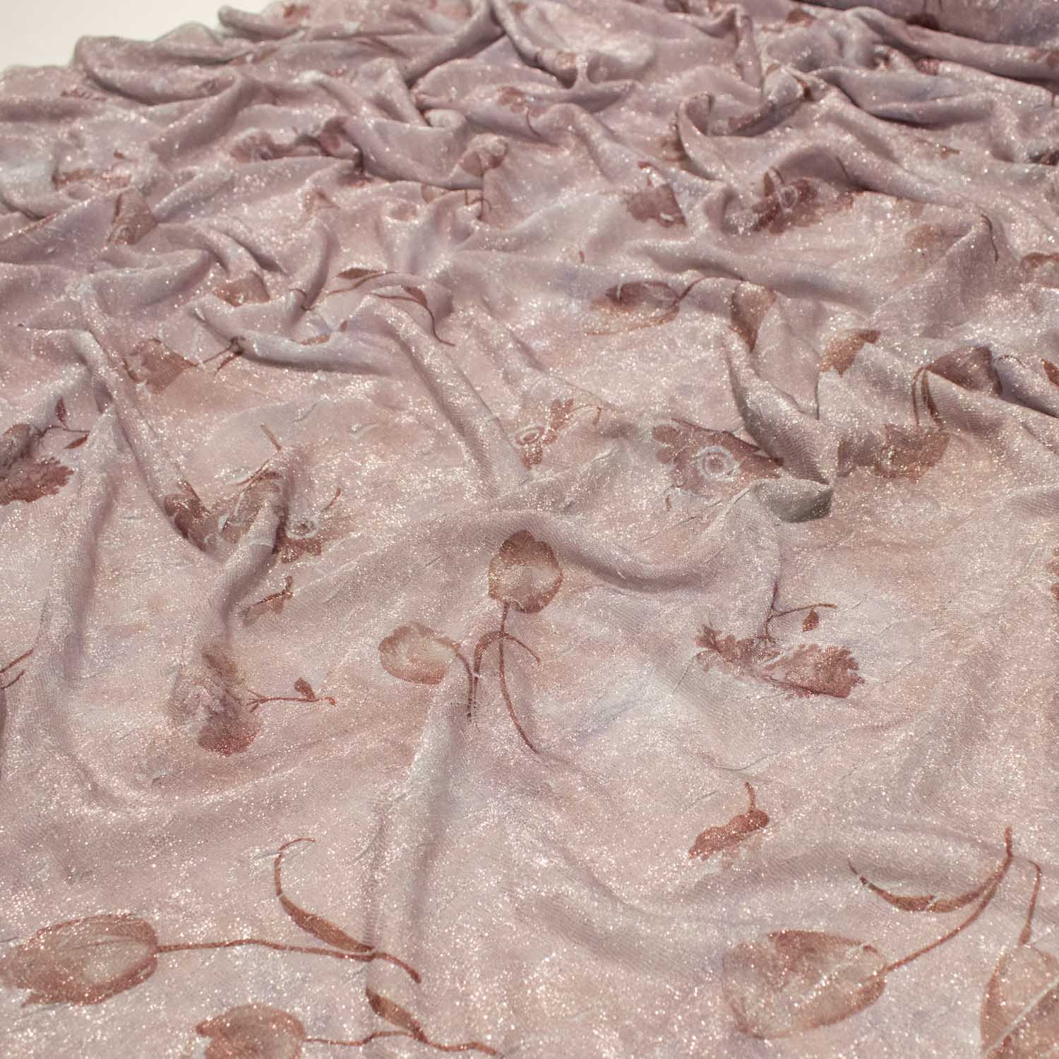 Glitter Floral Printed Metallic Knit